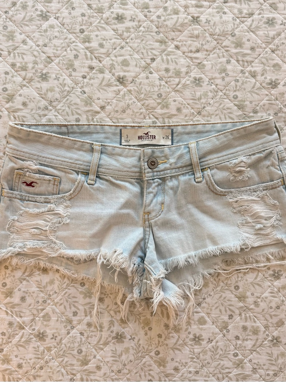 Y2k Hollister low rise light blue denim mini shorts